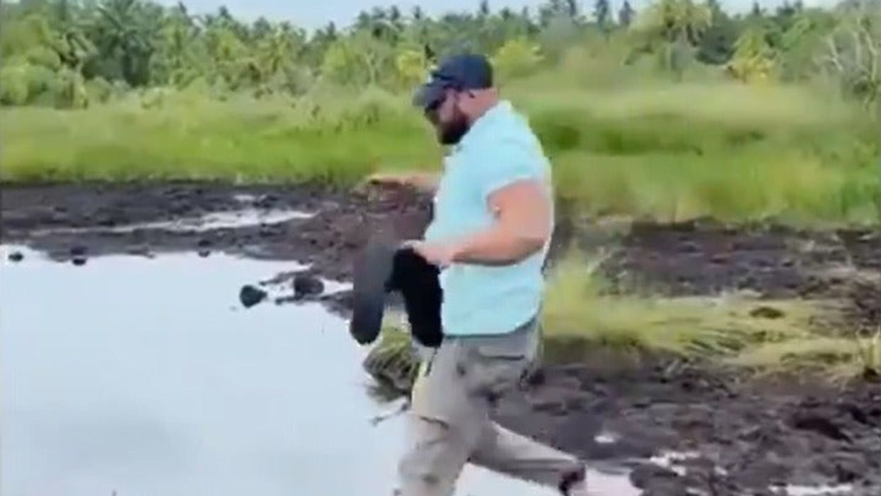 <p>The moment the man fell</p>