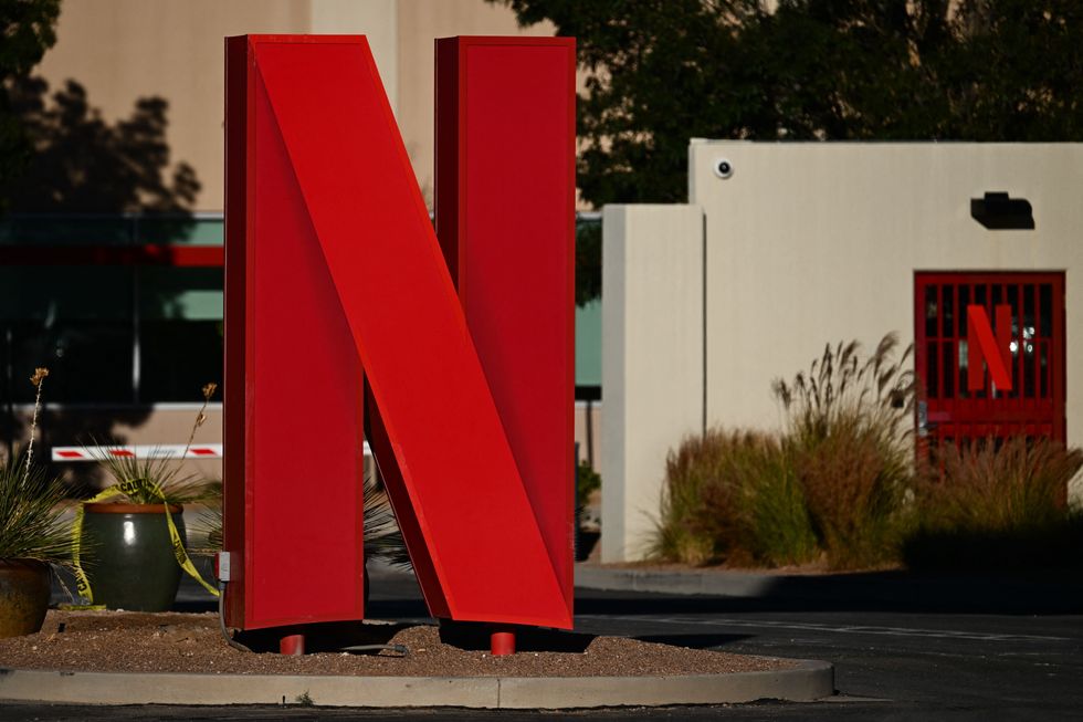 The Netflix logo is displayed at the entrance to Netflix Albuquerque Studios film and television production studio lot in Albuquerque, New Mexico on October 13, 2023.