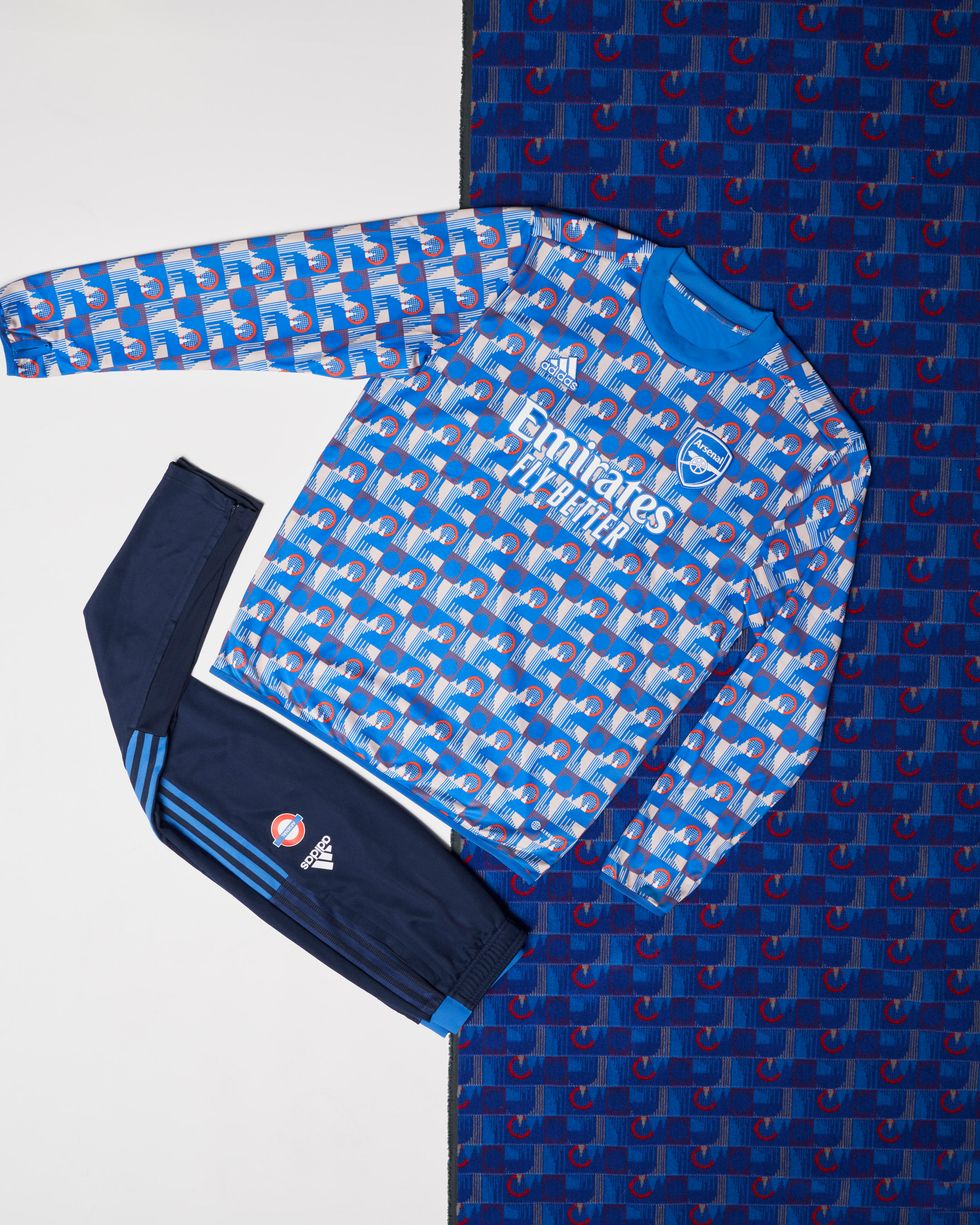 The new clothing range alongside the pattern used on Piccadilly line seats