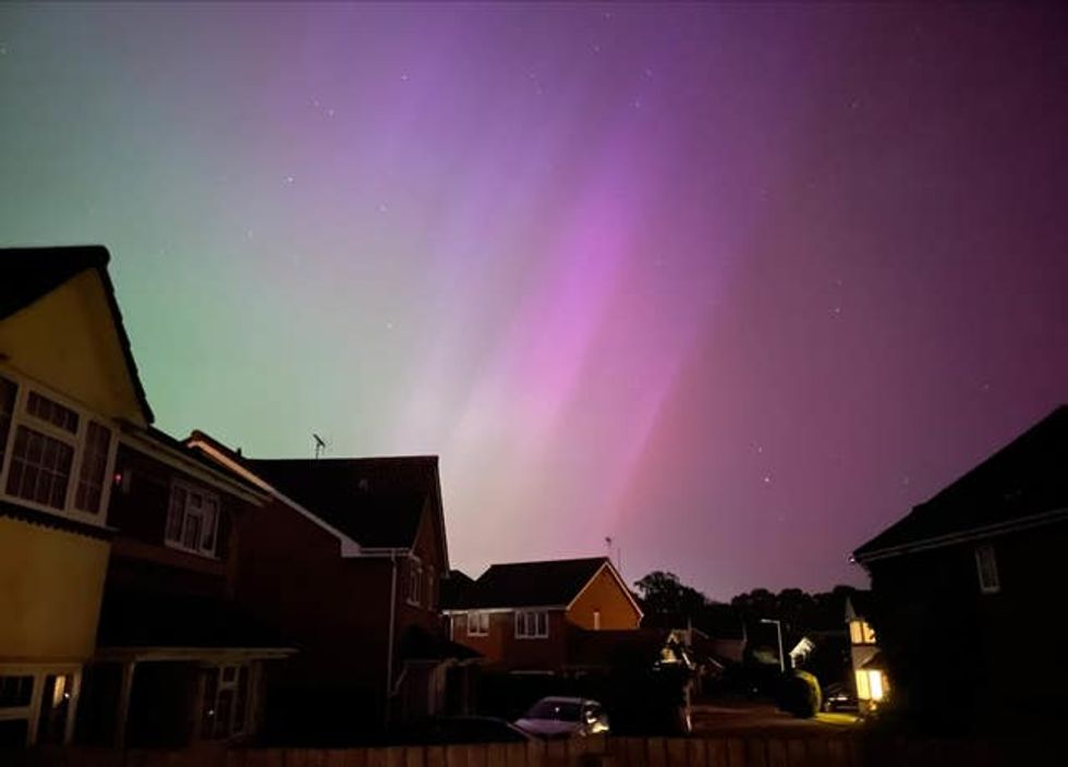 The Northern Lights over Rushmere St Andrew in Suffolk
