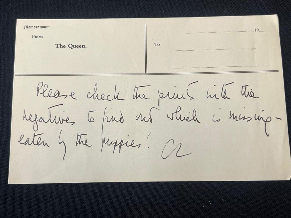 Late Queen’s ‘print eaten by puppies’ note to photographer sells at auction