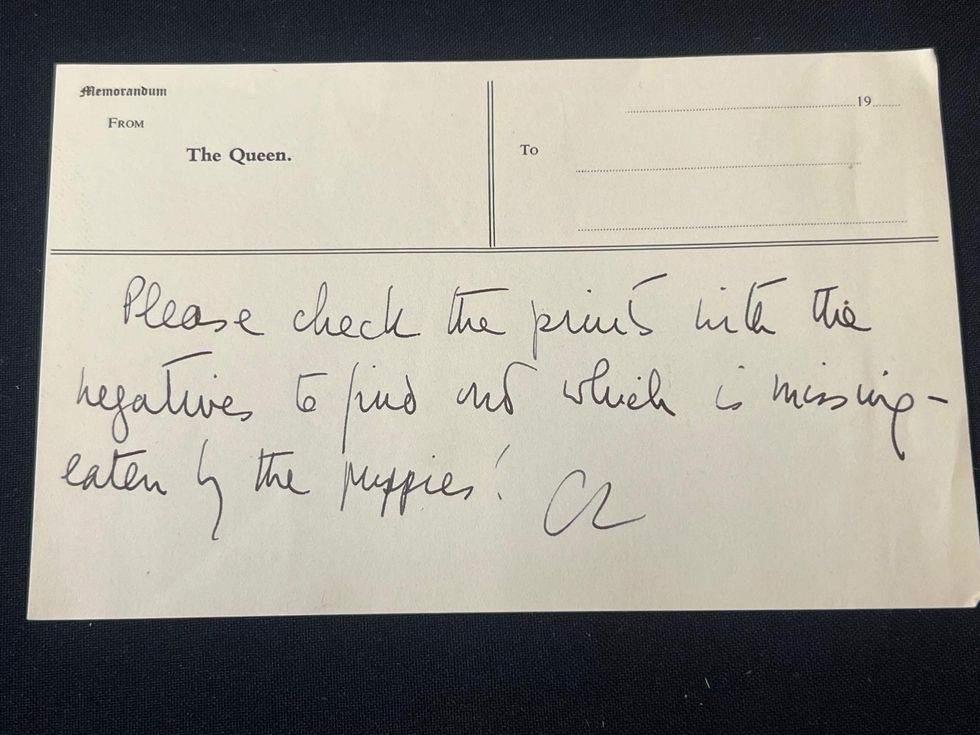 Late Queen’s ‘print eaten by puppies’ note to photographer sells at auction
