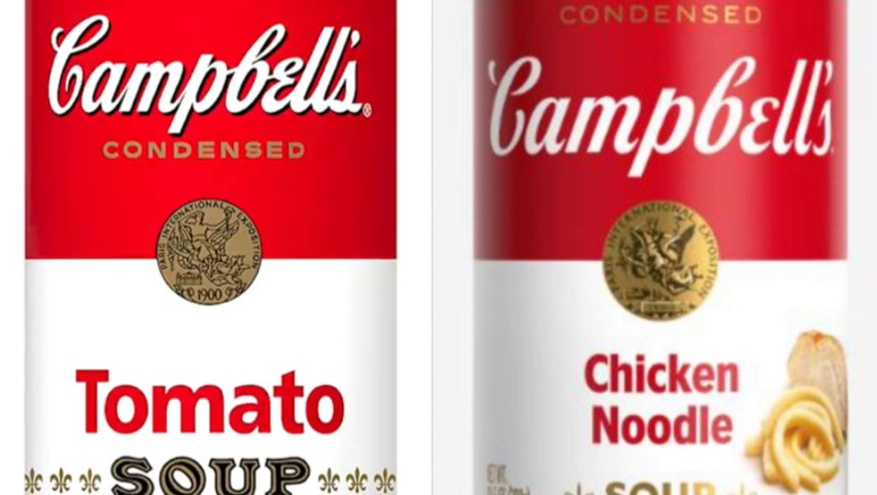 <p>The old design (left) alongside the soup can’s new design (right)</p>
