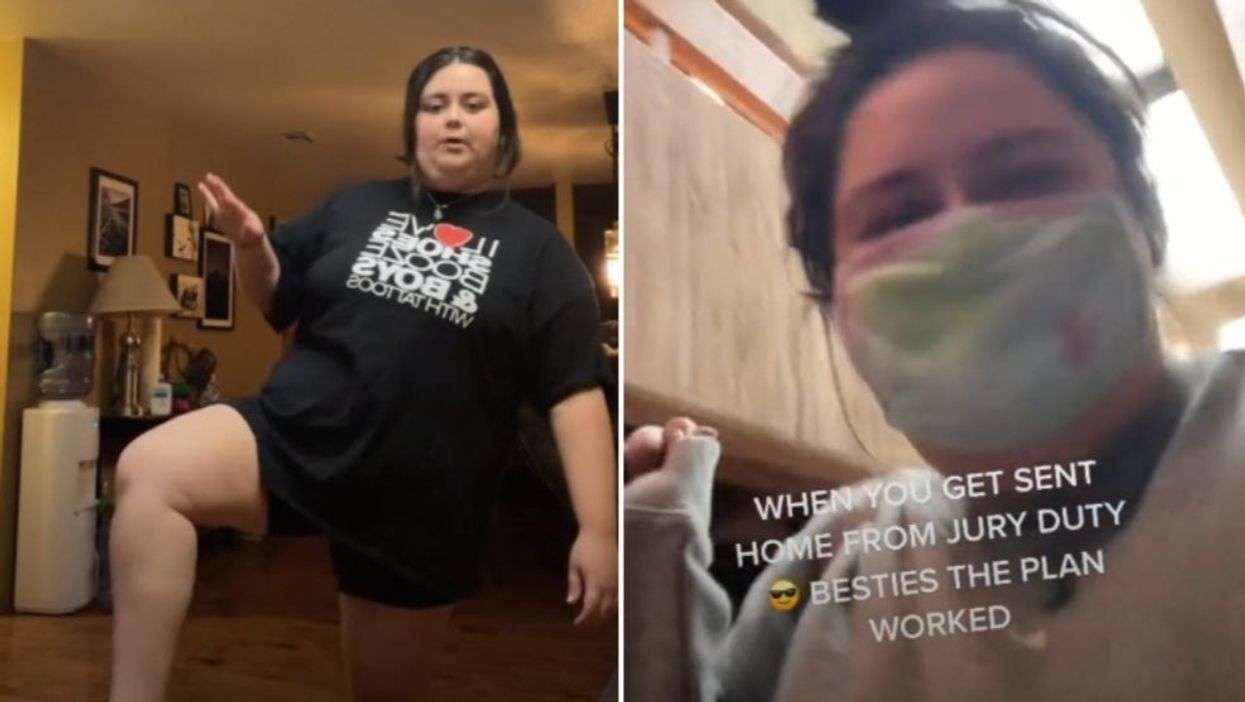 <p>The outfit Mia turned up to court in to attempt to avoid her jury duty </p>