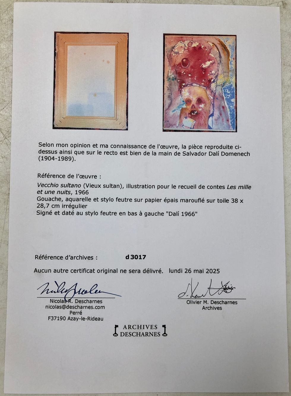 The painting has been certified as authentic by Dali expert Nicolas Descharnes. (Cheffins/ PA)