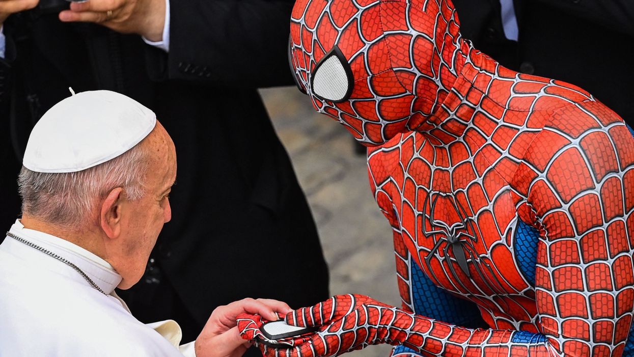 <p>The Pope was gifted his very own Spider-Man mask</p>