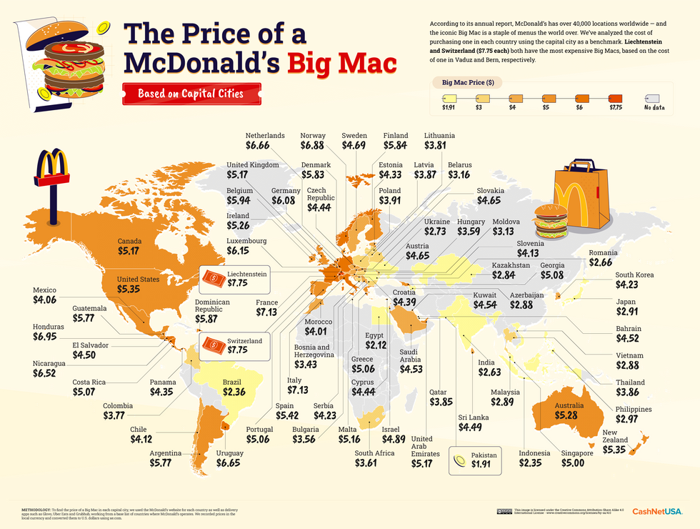 The most expensive mcdonald s burgers across the world today mapped