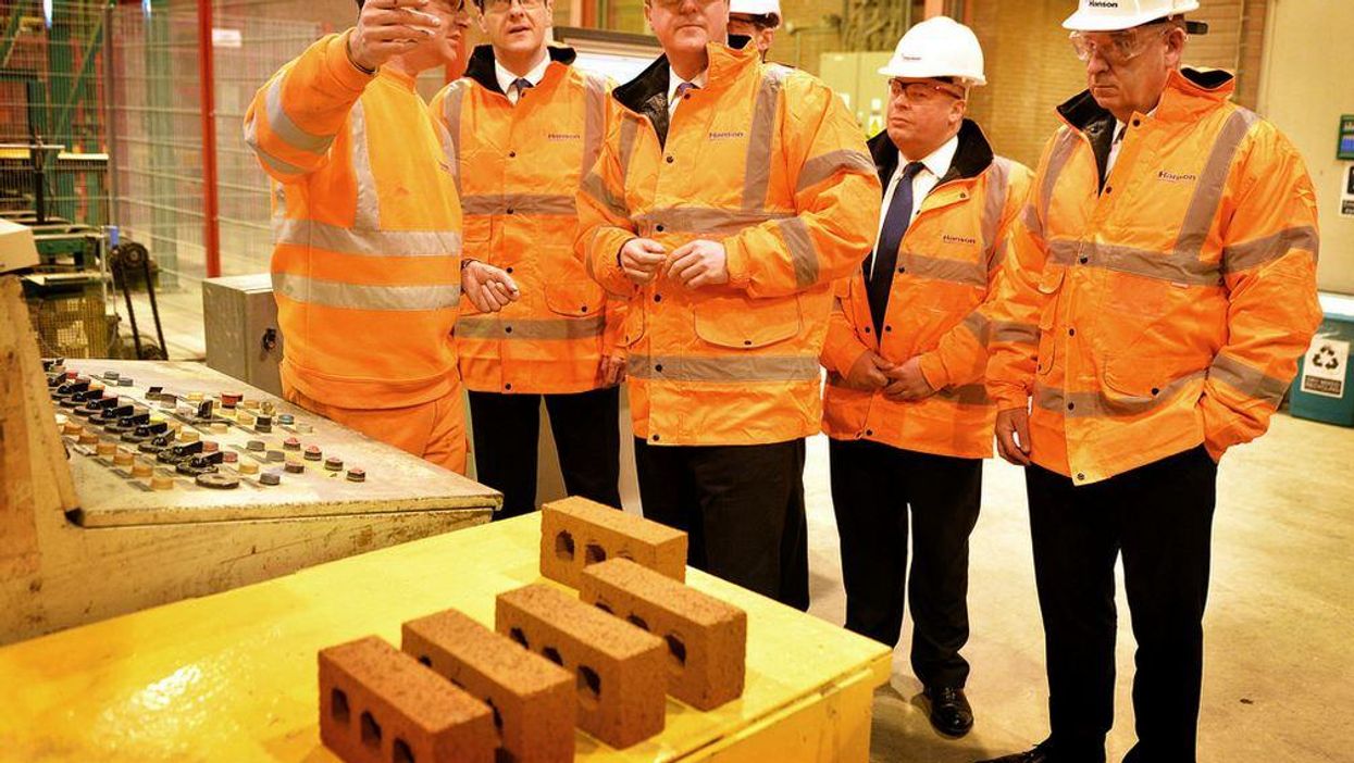 The prime minister and chancellor at the Hanson brick factory, Accrington