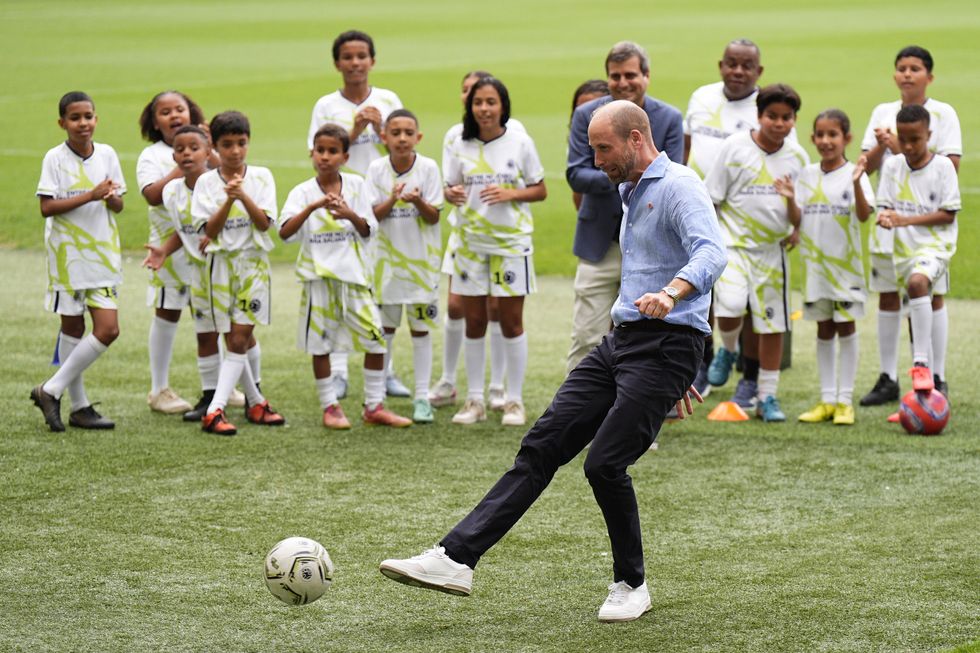 Prince of Wales celebrates penalty at world famous Maracana stadium