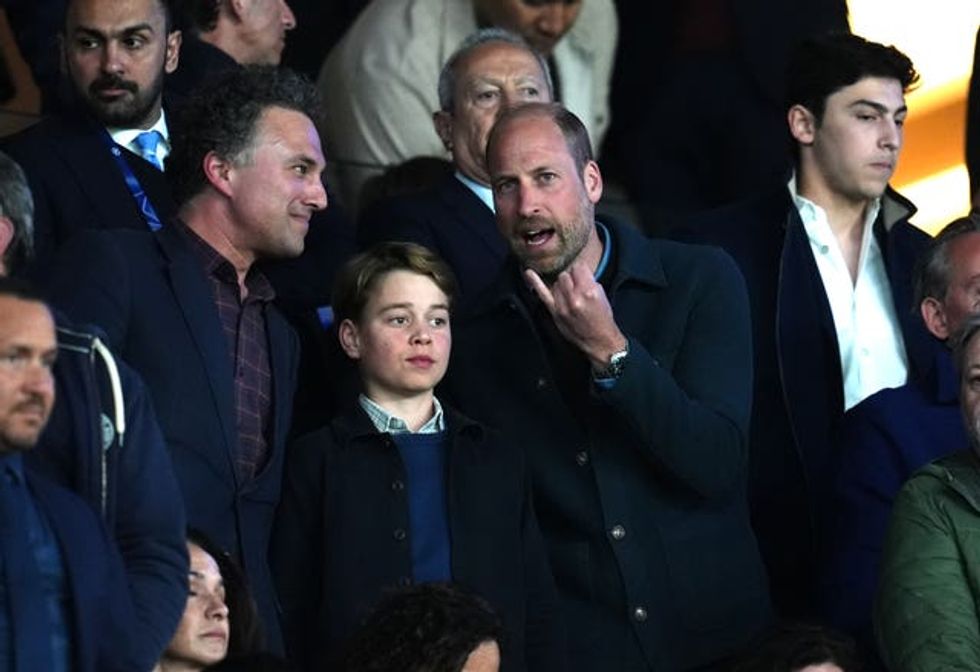 The Prince of Wales and Prince George at Paris Saint Germain versus Aston Villa