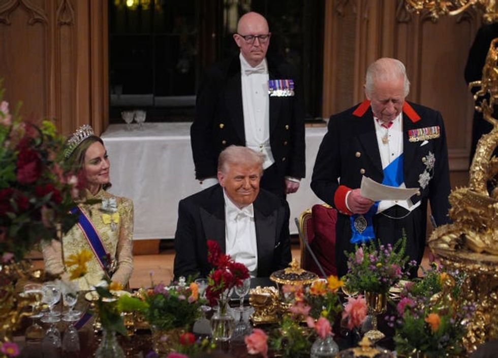 The Princess of Wales and US president Donald Trump listen the King makes his speech at the state banquet in September