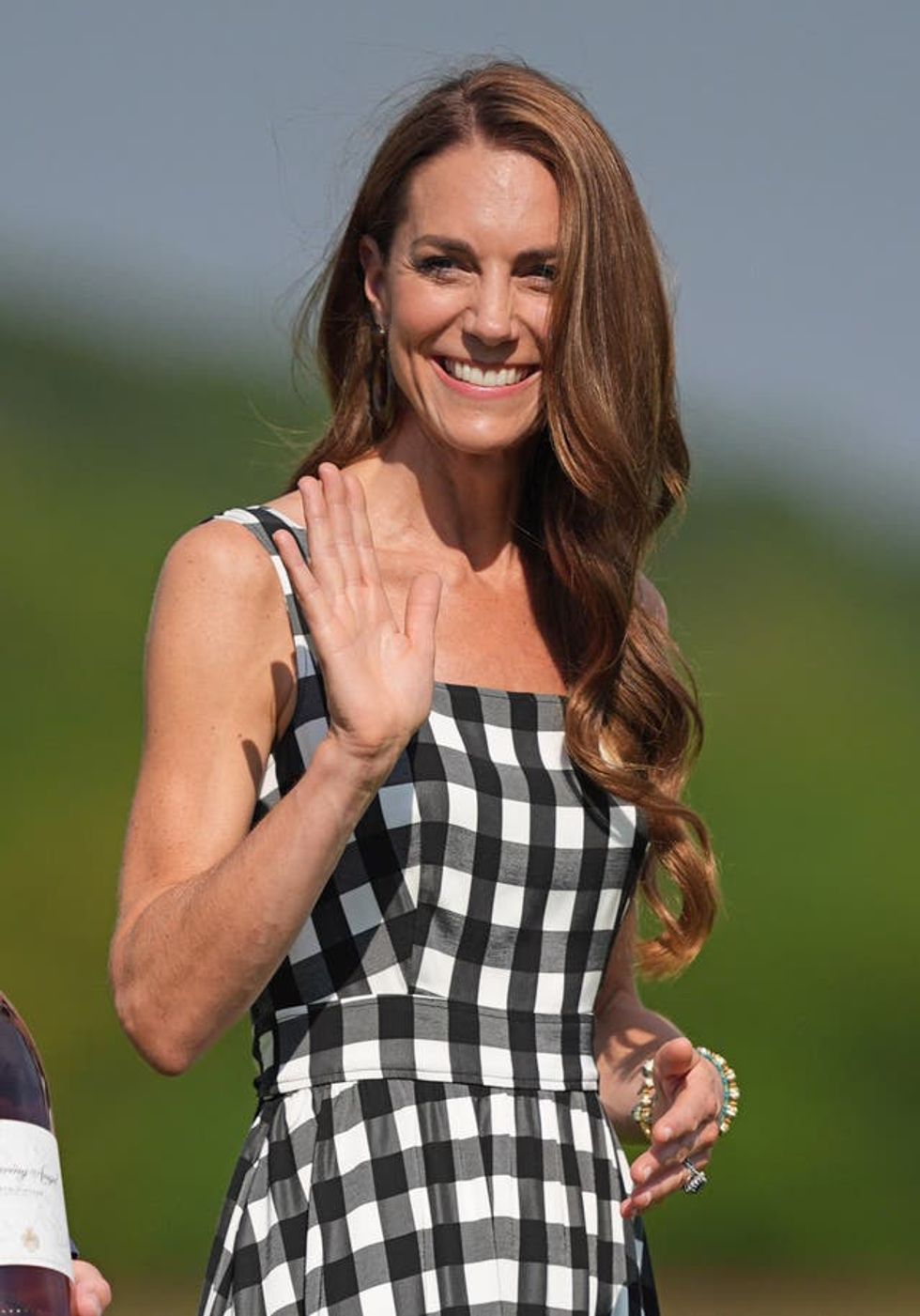 The Princess of Wales waving