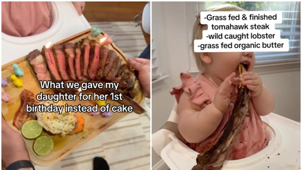 Mum influencer divides followers with steak and lobster 'birthday cake' for toddlers