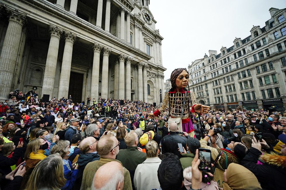 The puppet outside St Paul\u2019s Cathedral (Aaron Chown/PA)