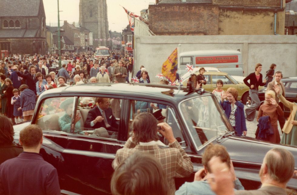 The Queen and Philip in Derby 1977