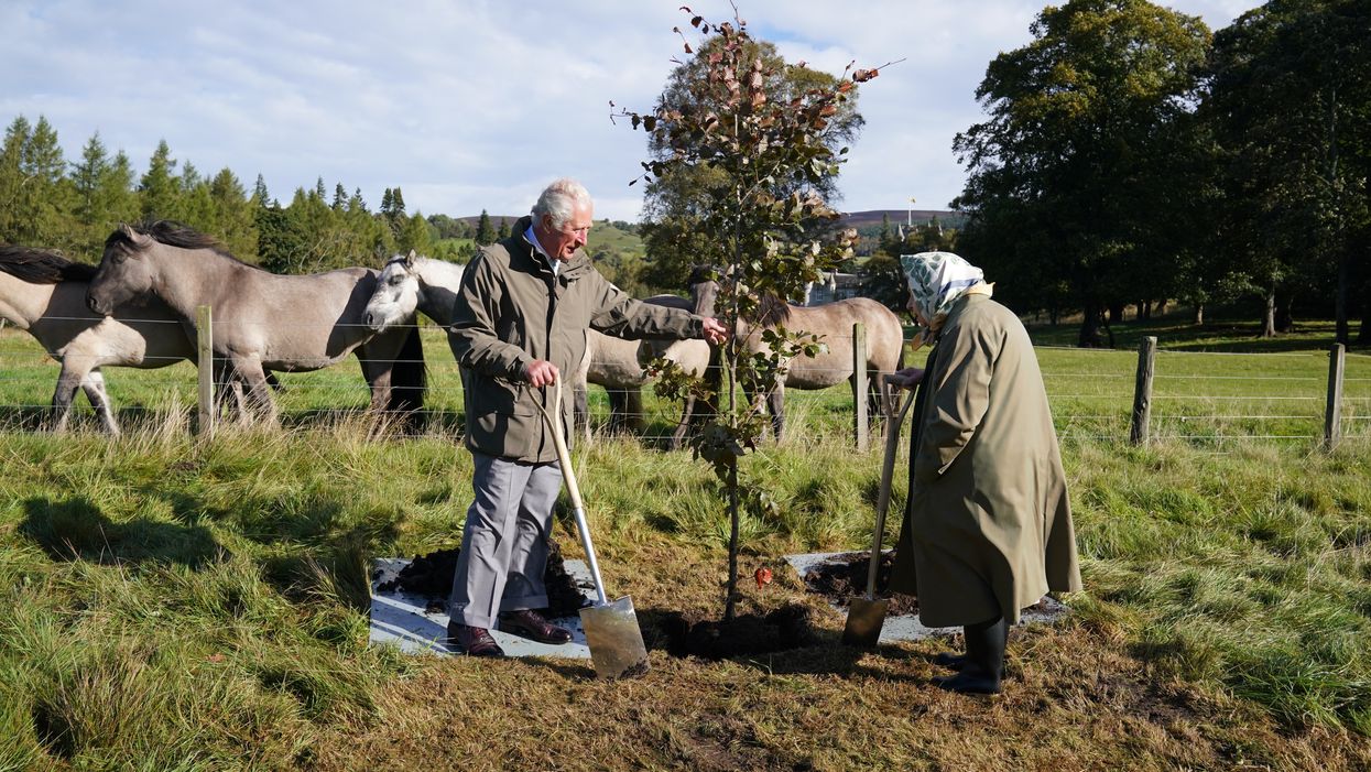 The Queen and Prince of Wales with the tree they planted at Balmoral (Andrew Milligan/PA)