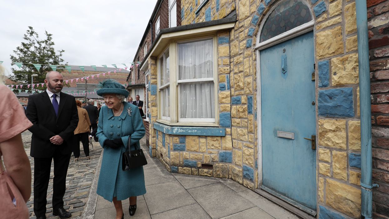 <p>The Queen during a visit to the set of Coronation Street at the ITV Studios, Media City UK (Scott Heppell/PA)</p>