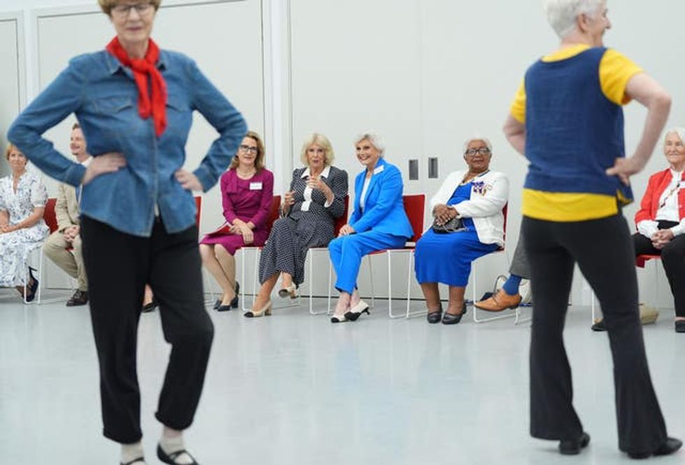The Queen watching a dance class