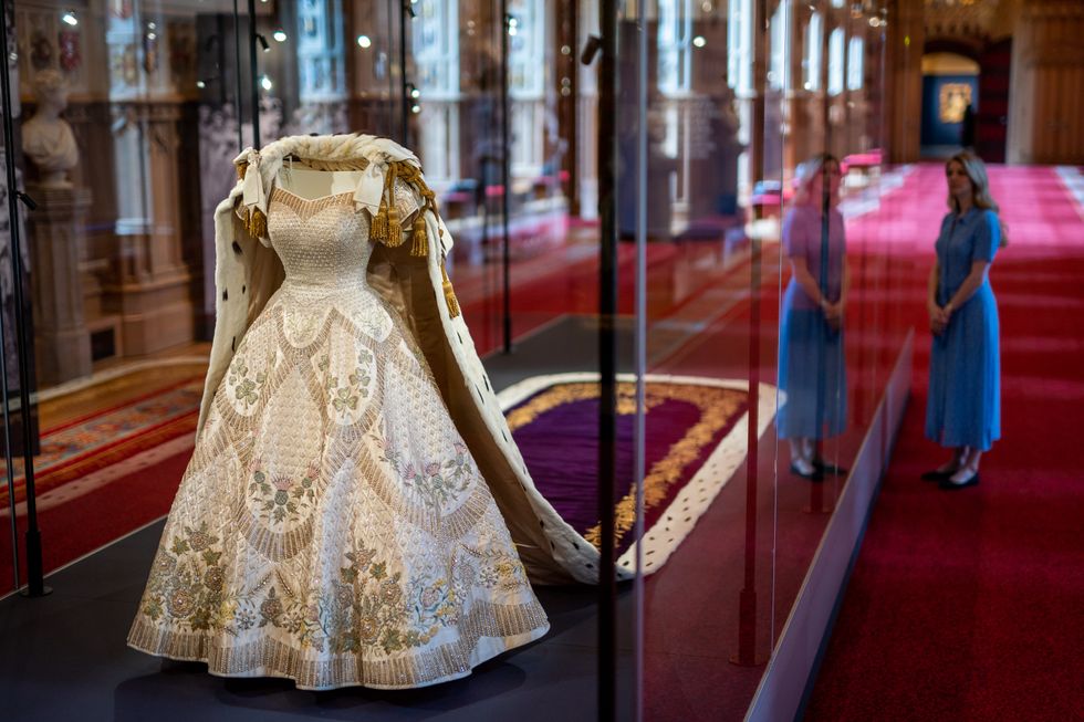 Queen’s Coronation gown, robe and glittering jewels on show at Windsor