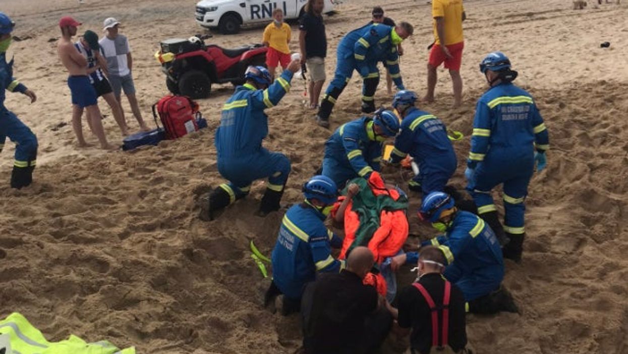 <p>The rescuers managed to free the man unharmed</p>