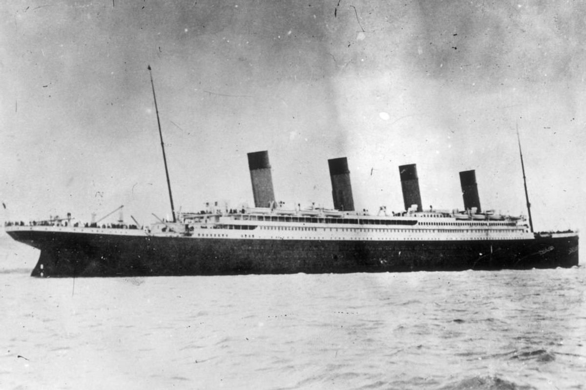 The RMS Titanic on her maiden voyage across the Atlantic in 1912