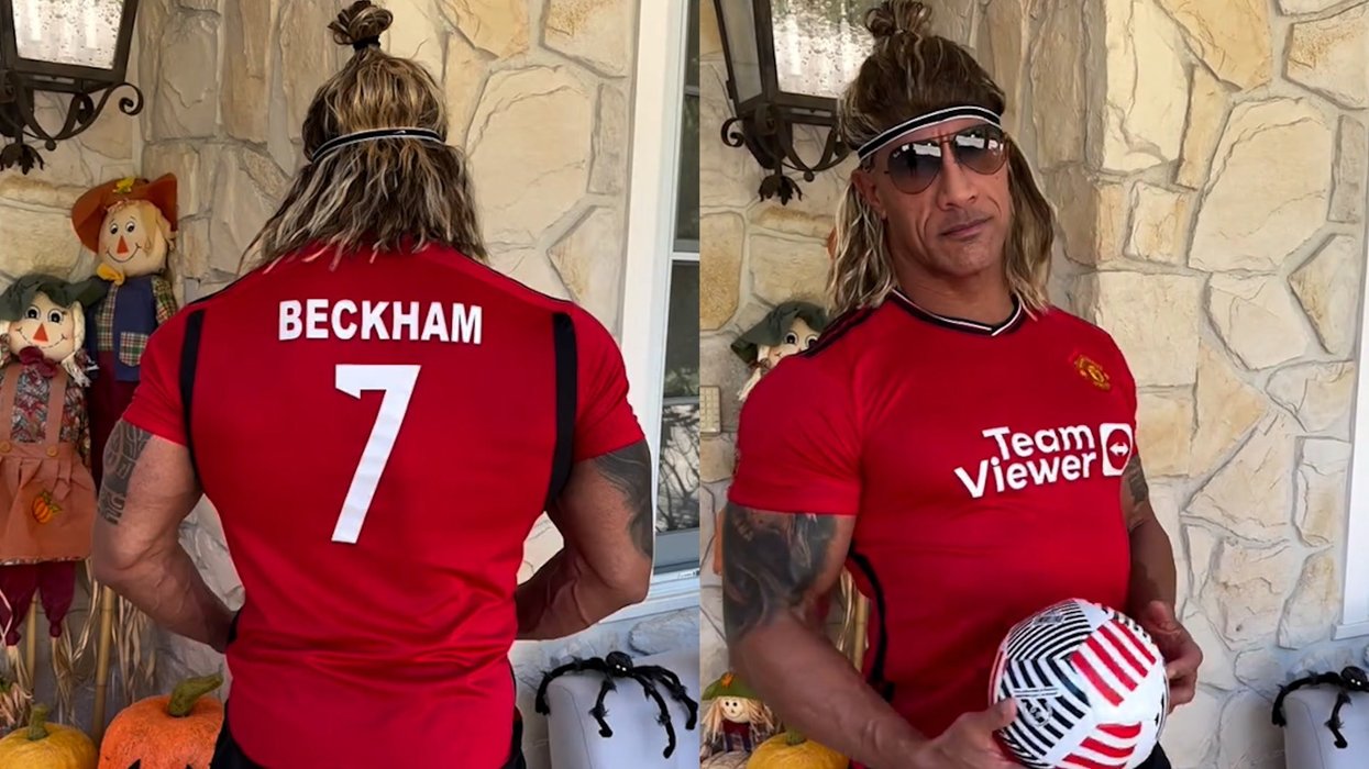 Beckham Rocked The Rock called out for fake Man Utd shirt in David Beckham tribute ...