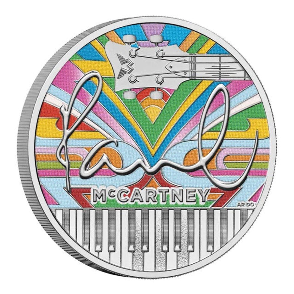 The Royal Mint's Paul McCartney 2024 UK \u00a35 Brilliant Uncirculated Colour Coin Reverse Edge