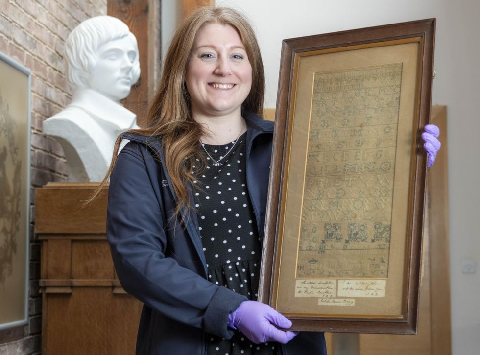 Needlework samplers created by family of Robert Burns returned to his birthplace