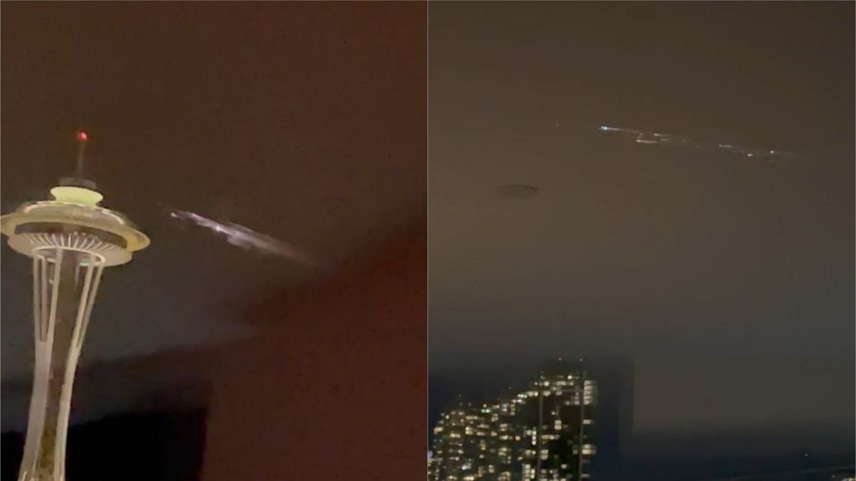 The SpaceX Falcon 9 second stage rocket burned as it re-entered the atmosphere over Seattle