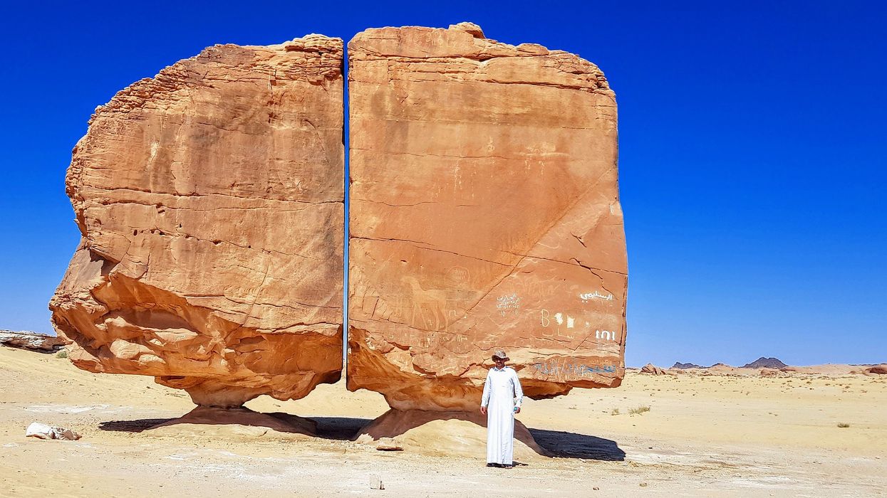 Will we ever know what split the Al Naslaa rock perfectly in two?