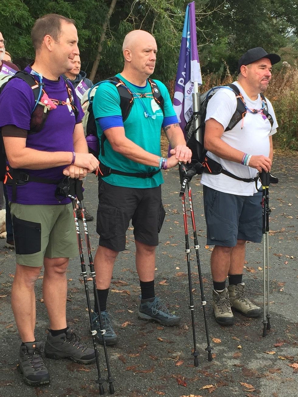 The three men are taking on a 300-mile trek to help a suicide prevention charity (Papyrus/PA)