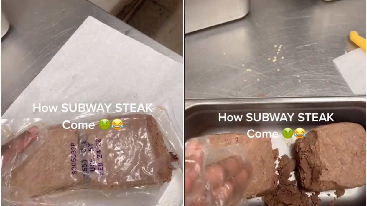 <p>The TikTok clip shows how a block of meat is transformed into a popular sandwich filling</p>