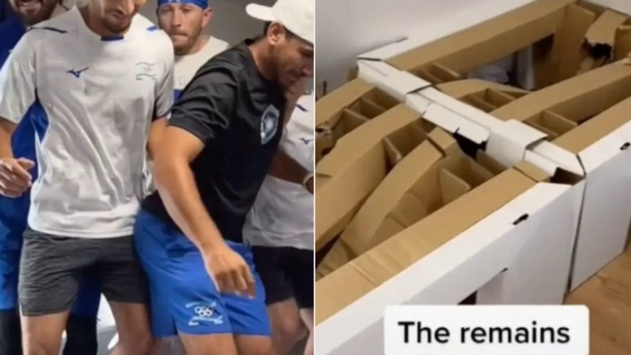 <p>The TikTok showed baseball player Wanger and his teammates finding out how strong the cardboard beds are</p>