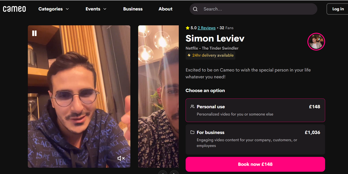 The Tinder Swindler Simon Leviev Has Joined Cameo Indy100