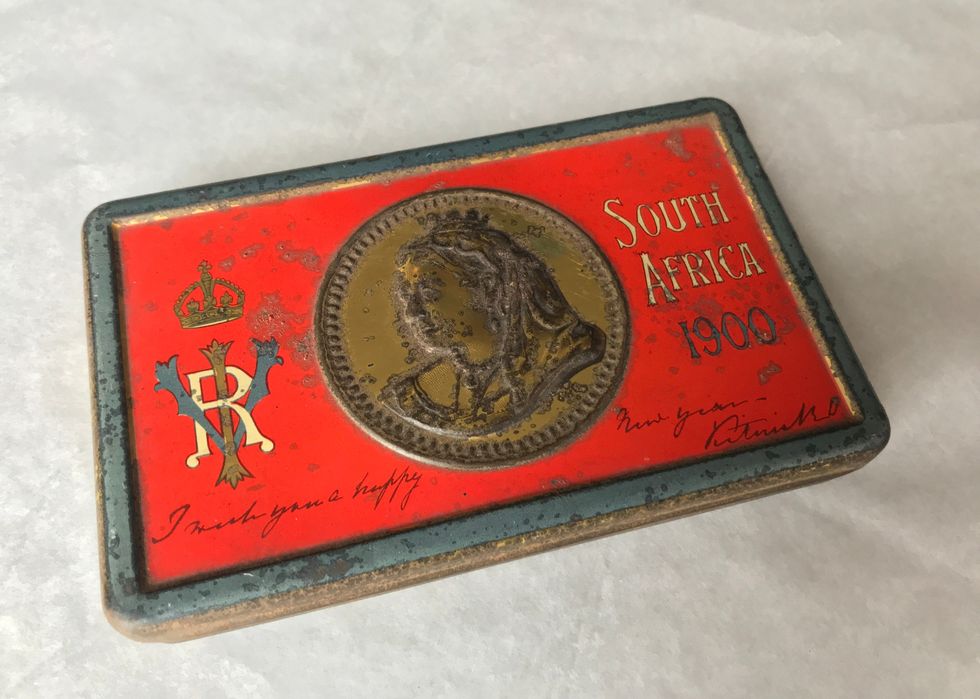The tins were made by the country\u2019s three principal chocolate manufacturers but were not branded, as they opposed the war. (National Trust/ Victoria Mckeown/ PA)