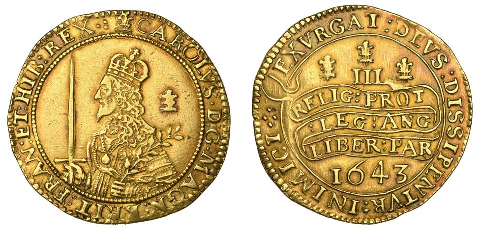 The very rare Triple Unite coin could sell for \u00a350,000 when it is sold at auction (Dix Noonan Webb/PA)