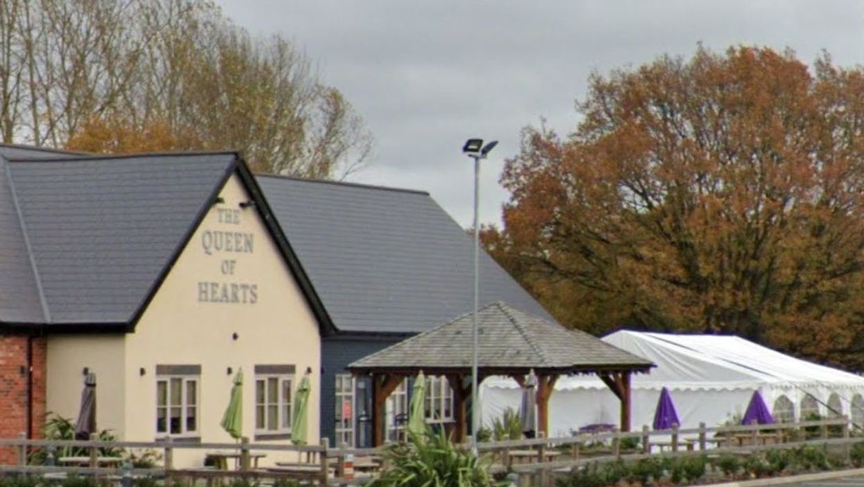 <p>The woman mistook the white tent at the Queen of Hearts pub in Runcorn, Cheshire for a Covid testing site</p>