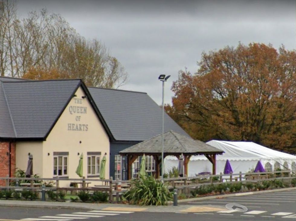 <p>The woman mistook the white tent at the Queen of Hearts pub in Runcorn, Cheshire for a Covid testing site</p>