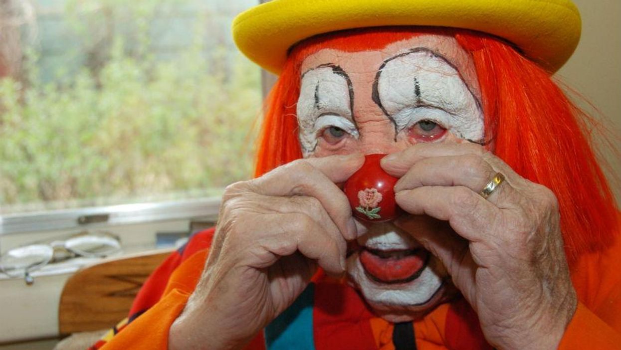 The world's oldest clown Floyd 'Creeky' Creekmore pictured in 2012