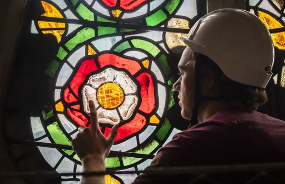 Theo Dives, apprentice glazier at York Glaziers Trust, begins an analysis of York Minster\u2019s stunning Rose Window