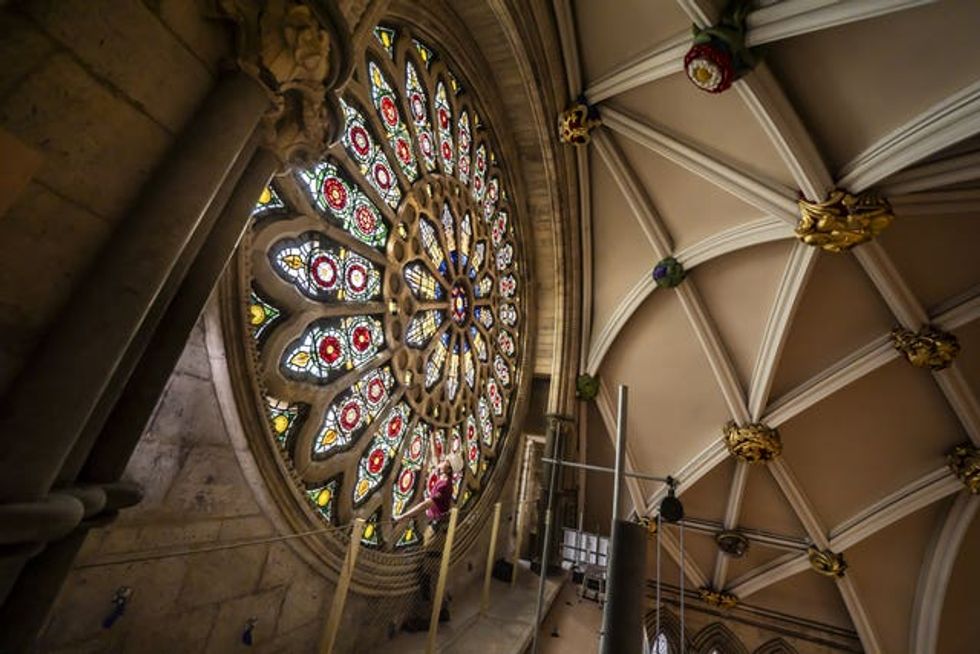 Theo Dives, apprentice glazier at York Glaziers Trust, begins an analysis of York Minster\u2019s stunning Rose Window