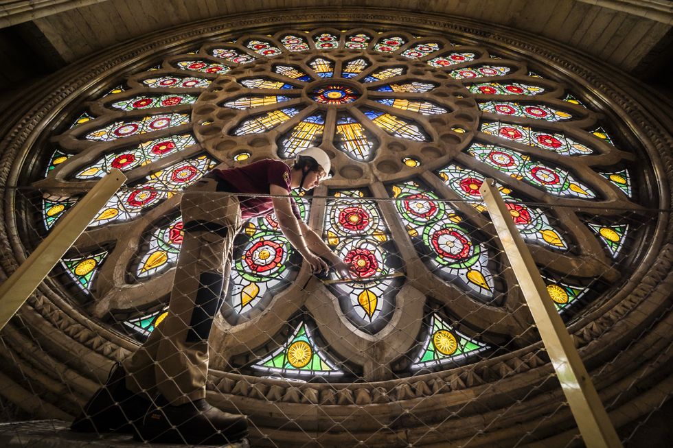 Craftspeople review Rose Window repairs carried out after 1984 York Minster fire