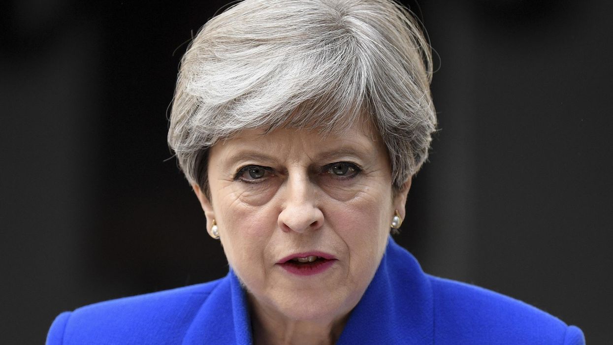 Theresa May speaking outside No 10 following the general election results