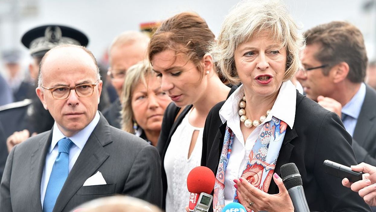 Theresa May visits Calais with French Interior Minister Bernard Cazeneuve, 2015