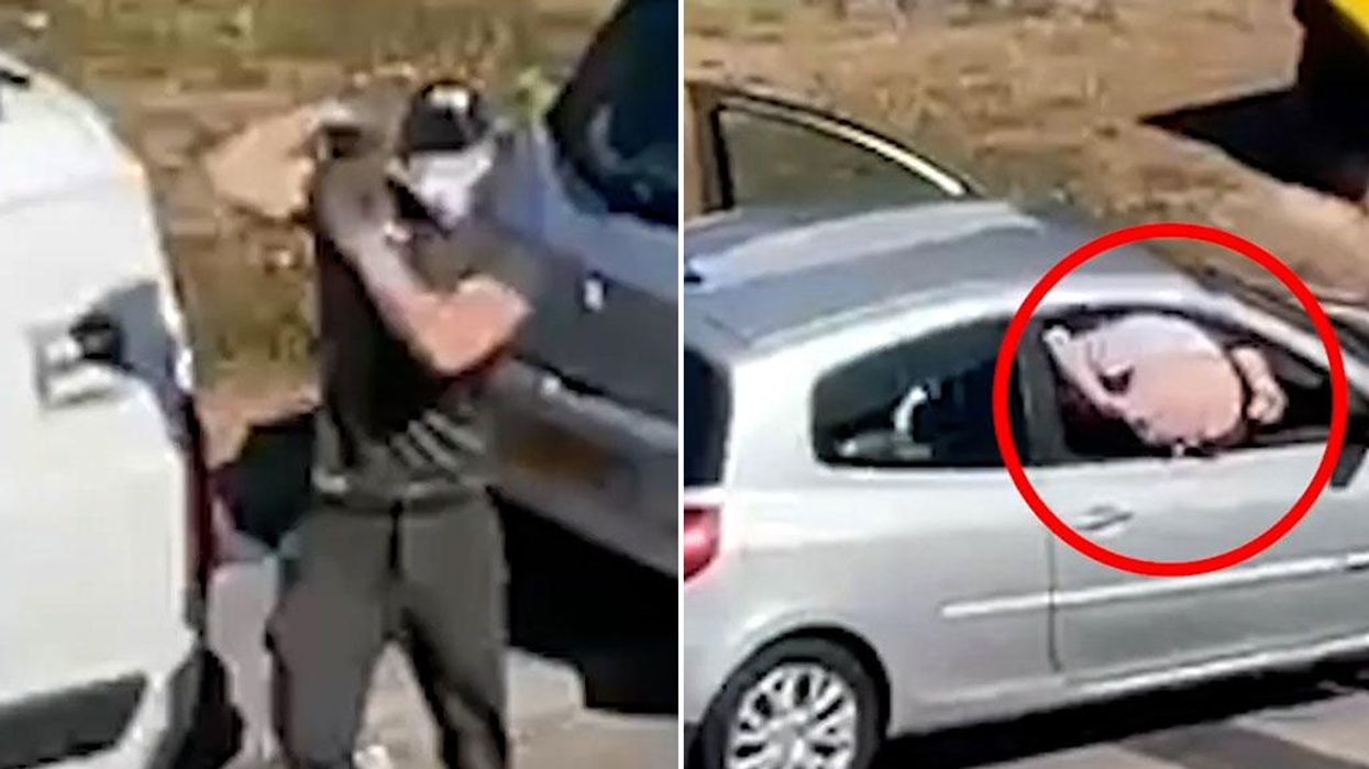 Thieves caught 'mooning' a CCTV camera as they steal from van