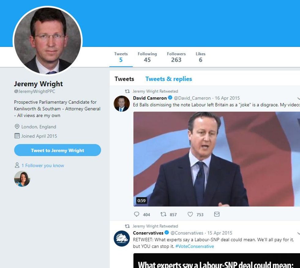 This 'Jeremy Wright' hasn't tweeted since 2015