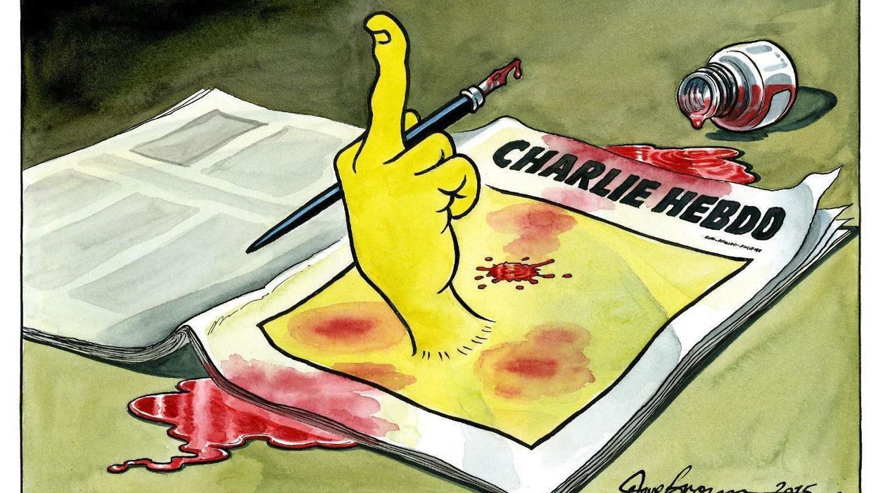 This was the Independent's editorial cartoon the day after the Charlie Hebdo attacks