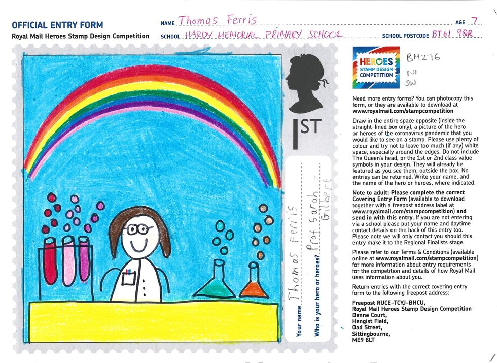 Thomas Ferris, aged 7, from Hardy Memorial Primary School, Armagh (Royal Mail/PA)