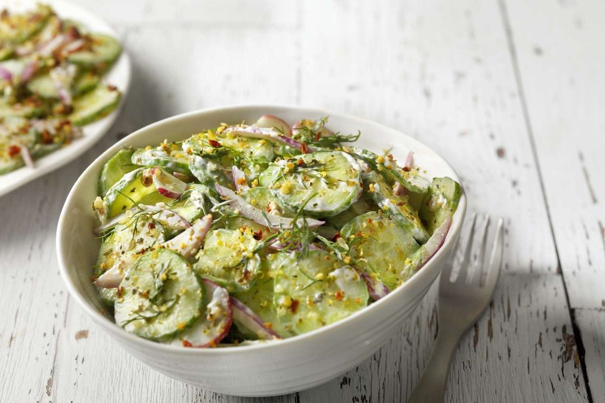 TikTok's viral cucumber salad recipe in a bowl