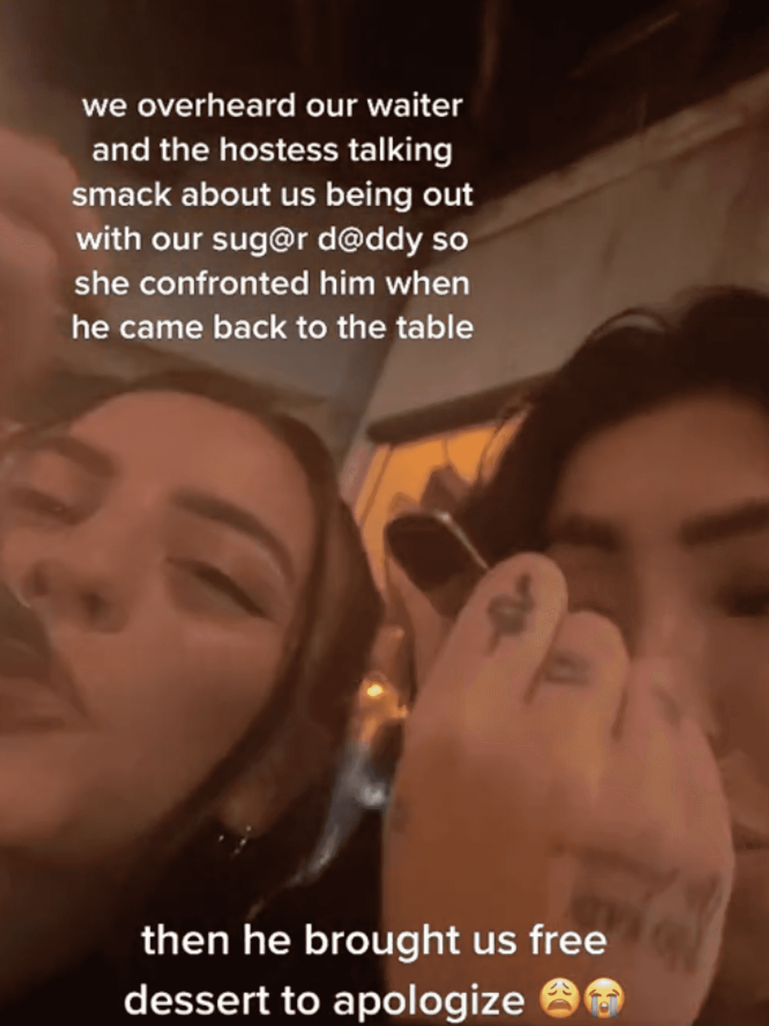 <p>TikToker confronts waiter for gossiping about her having a sugar daddy at dinner</p>